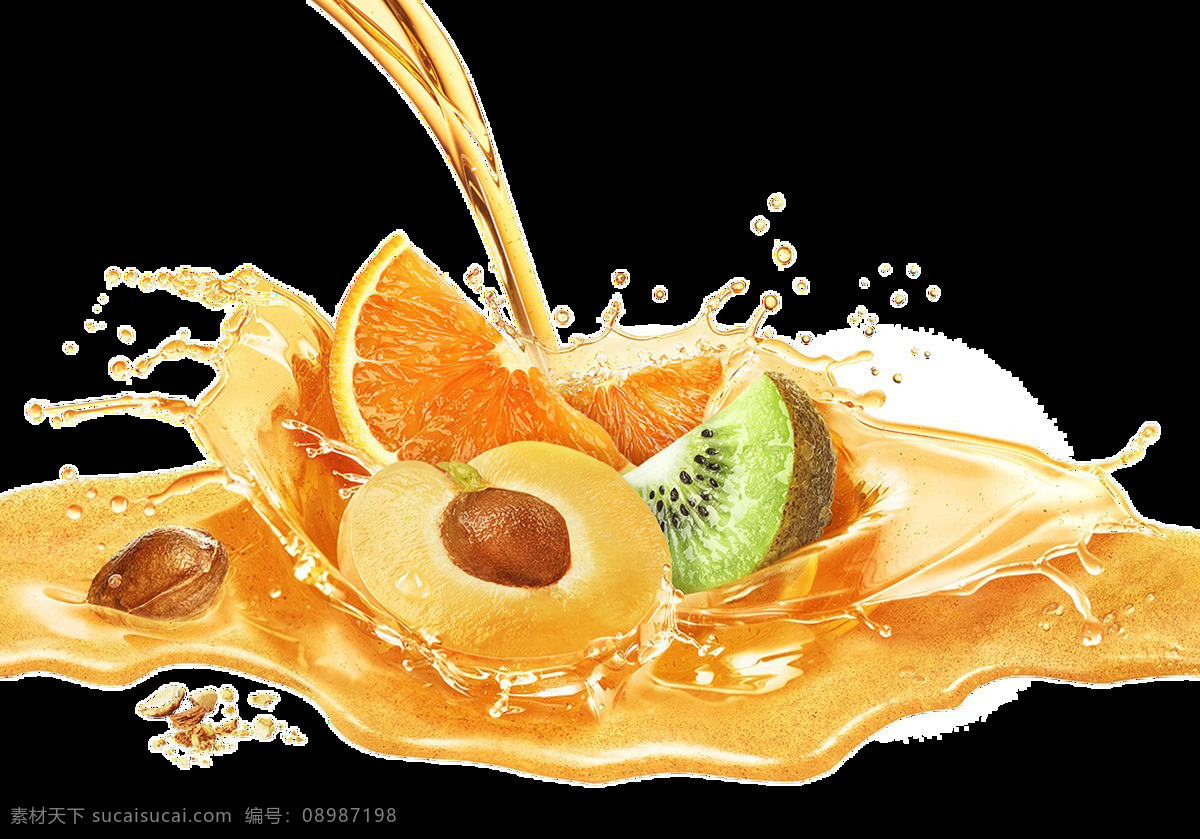 手绘 水果 果汁 透明 装饰 橙色 免扣素材 奇异果 桃子 透明素材 装饰图片