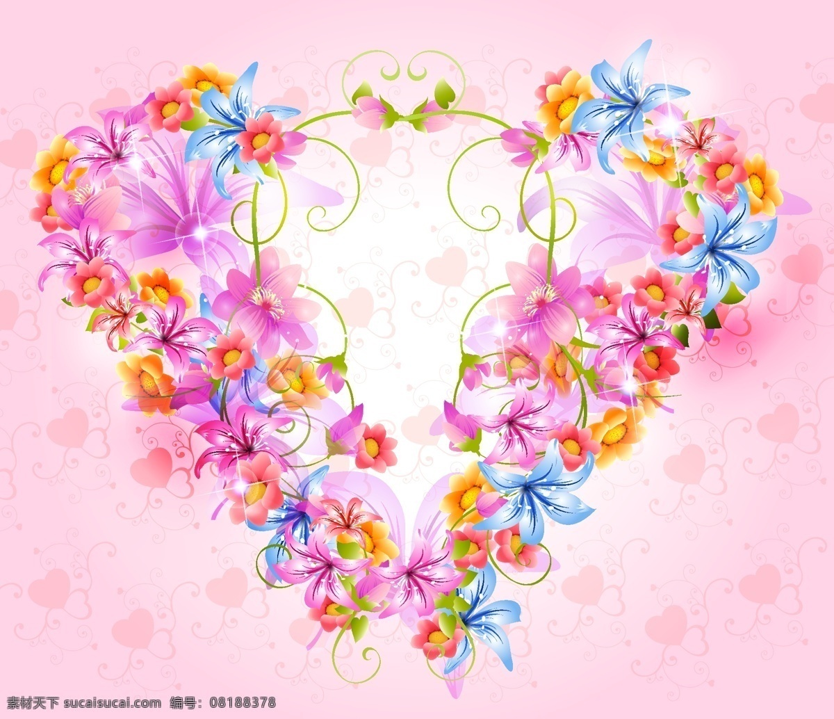 心形 花 花束 心形花 梦幻心形花 矢量图 花纹花边