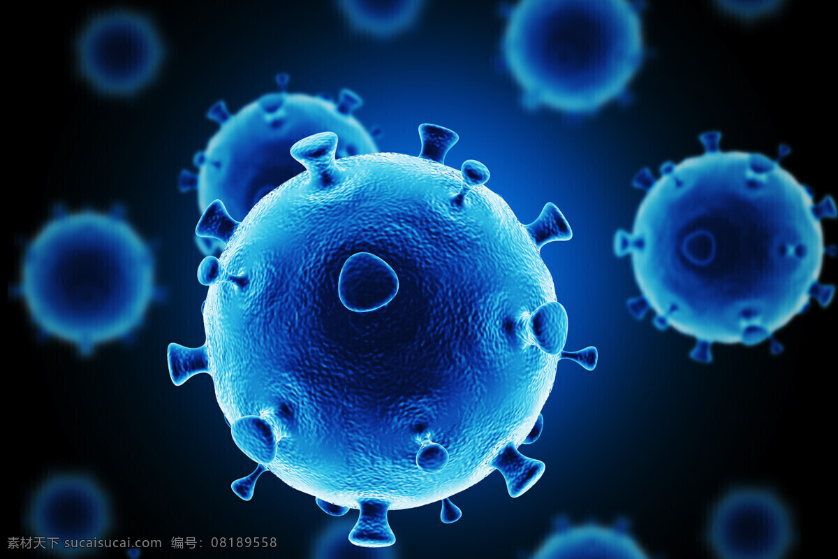 蓝色 病毒 蓝色病毒 病菌 细菌 细胞 身体细胞 医疗护理 现代科技
