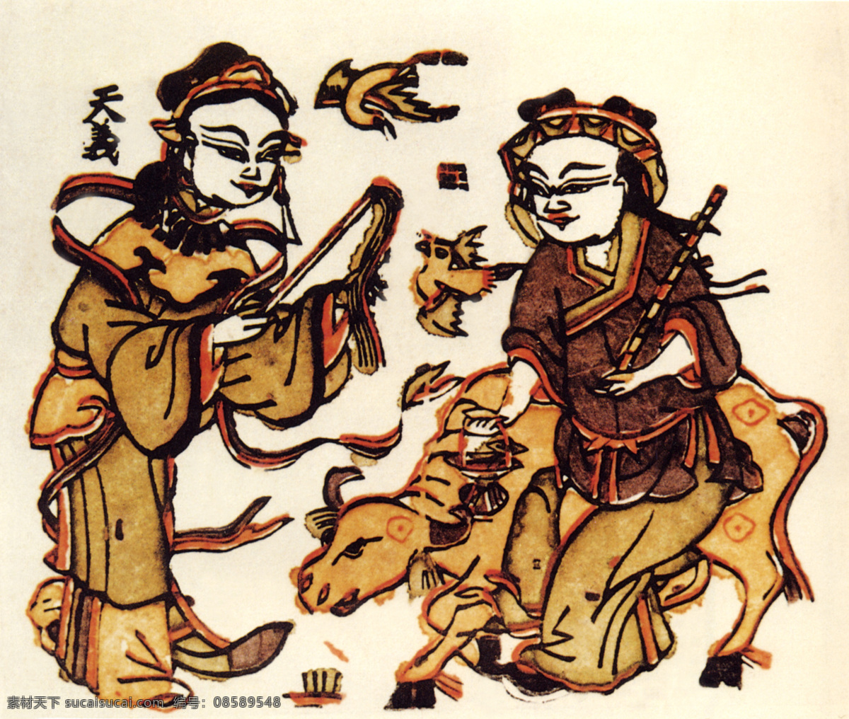 年画 牛郎织女 画 神话 古典 人物 故事 传统 图案 文化 传统文化 文化艺术