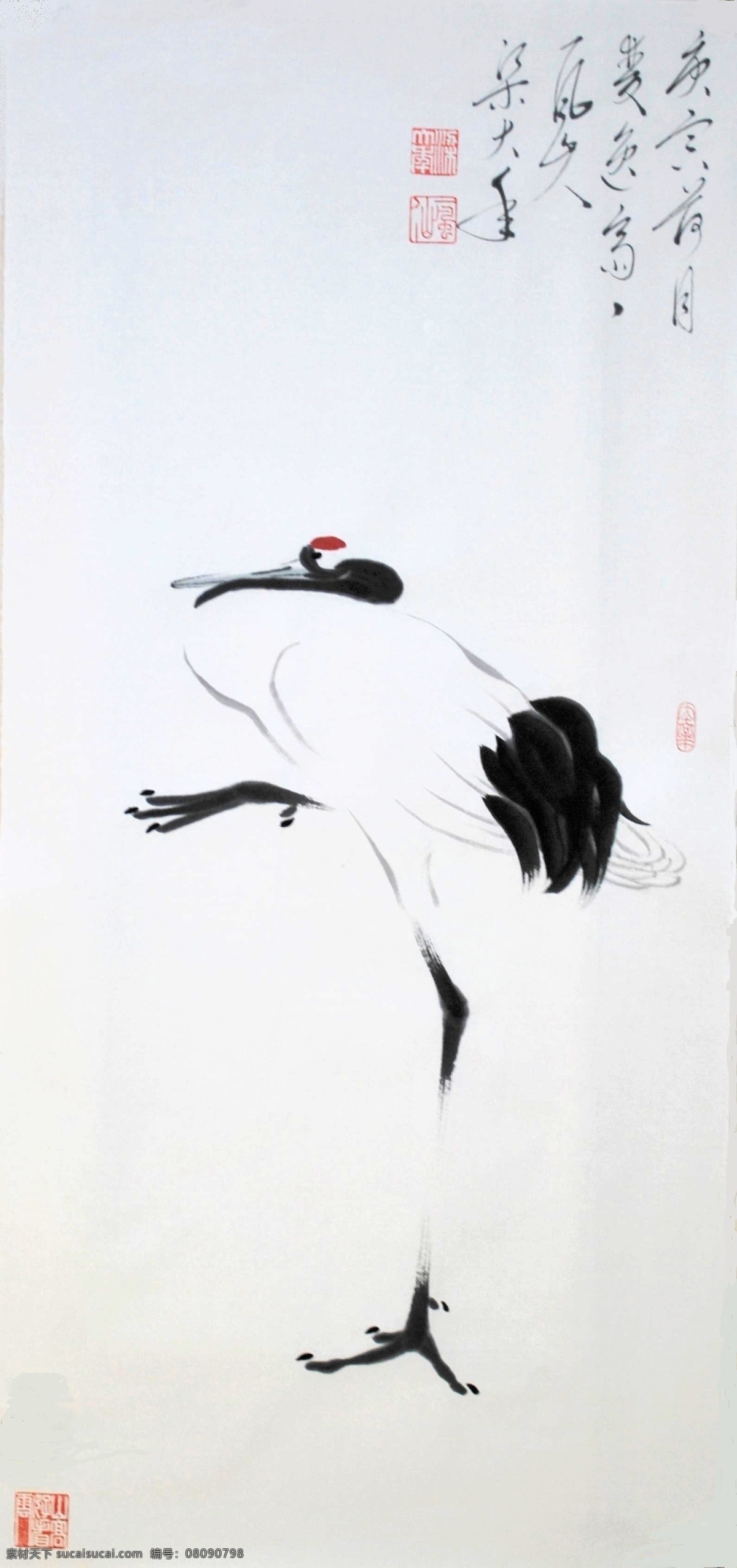 梁大年 国画 鹤 梁克民 一风山人 丹青 水墨 写意 丹顶鹤 仙鹤 美术 书画 日本鹤 japanese crane 风 山人 梁 大年 中国画 绘画书法 文化艺术