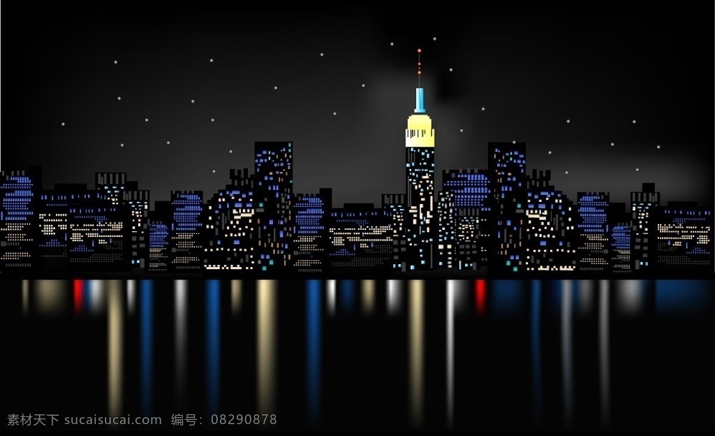 沿海 城市 建筑群 城市夜景 手绘 蓝色 动感 都市 夜景 璀璨 夜空 星空 都市建筑 城市建筑 高楼 大厦 房屋 倒影 房子 建筑 房地产 线条 光线 光芒 光晕 朦胧 时尚 潮流 梦幻 背景 底纹 矢量 城市建筑主题 建筑家居