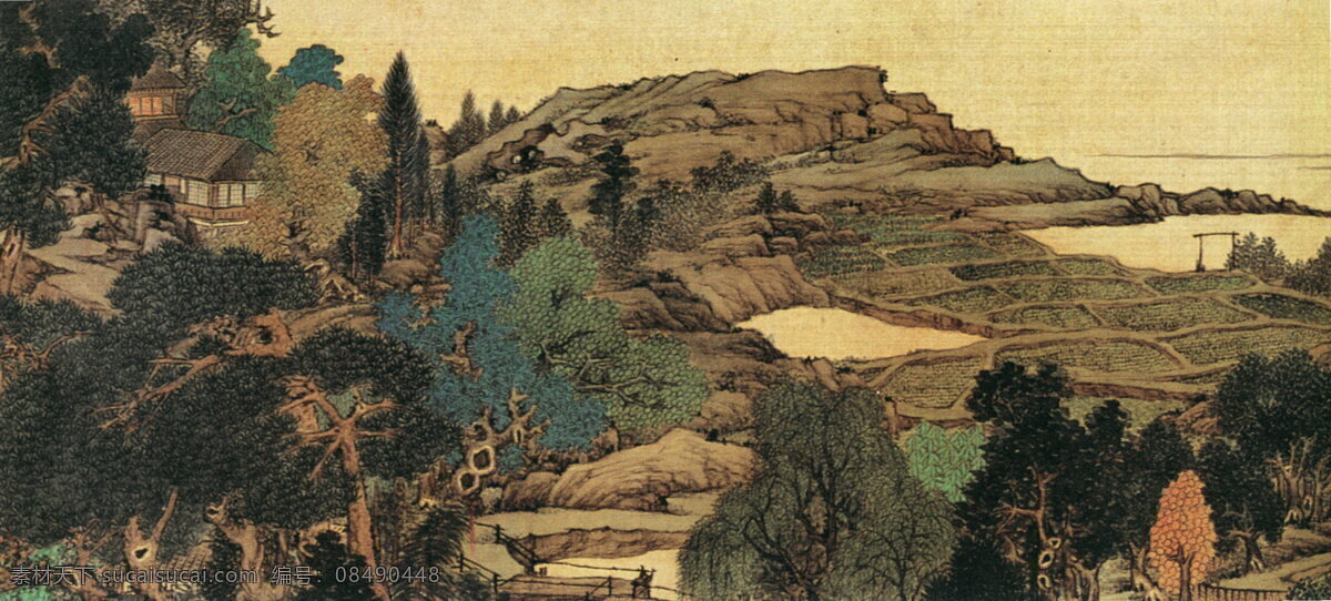 十万图a 山水画 中国 古画 中国古画 设计素材 山水名画 古典藏画 书画美术 黄色
