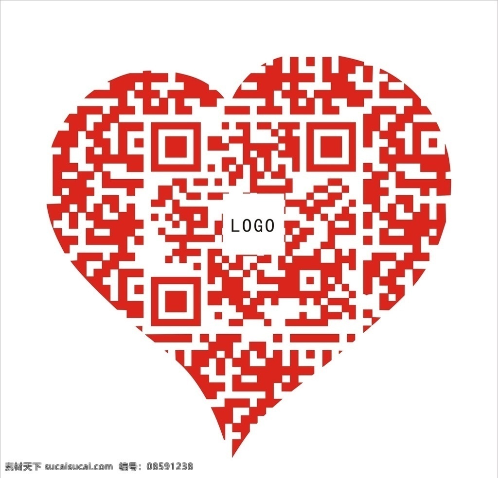 桃 心 红色 二 微码 形象 桃心 二微码 logo 矢量 矢量图 招贴设计