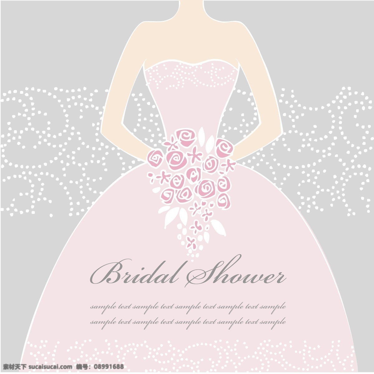 粉色 新娘 婚纱 矢量 卡片 结婚 浪漫 婚礼 矢量素材 平面设计素材