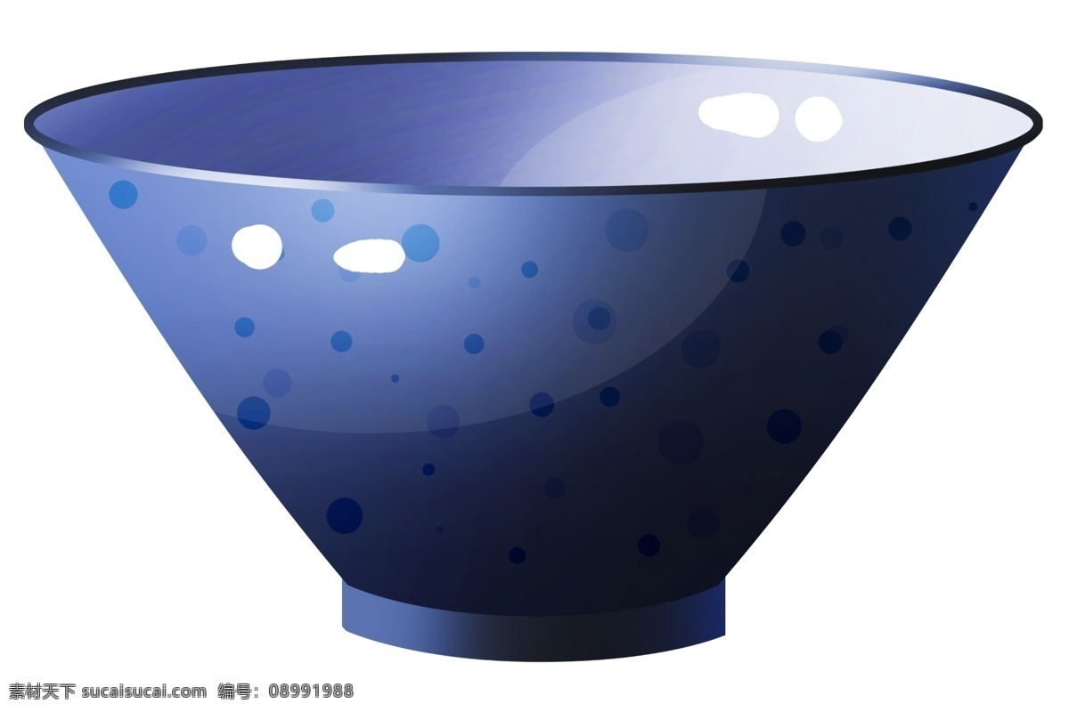 手绘 蓝色 饭碗 餐具 蓝色的餐具 卡通的插画 手绘插画 容器 瓷器 器皿 盛饭的饭碗 漂亮的餐具