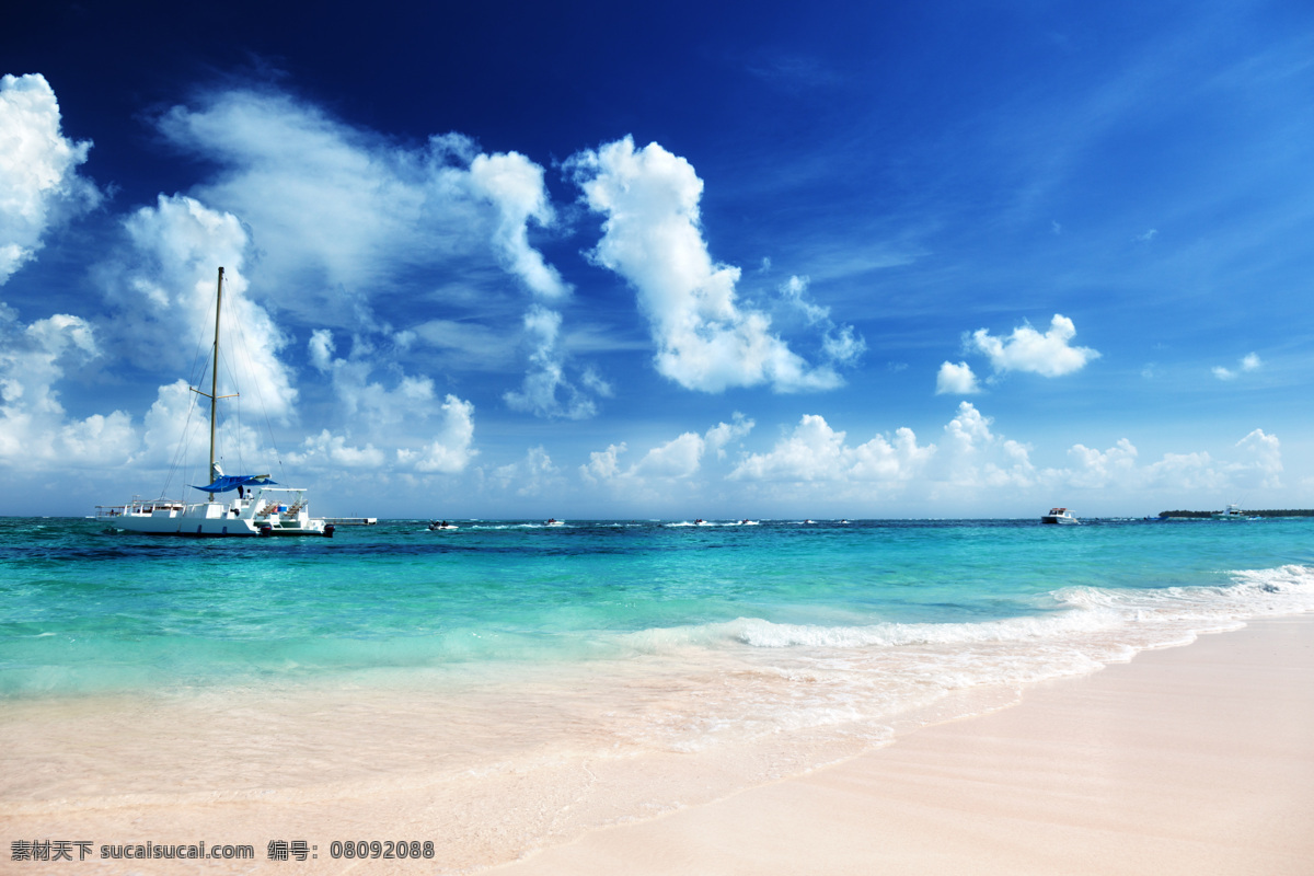 美丽沙滩风景 美丽风景 景色 沙滩美景 海滩 海岸风光 蓝天白云 大海 海边 海洋海边 自然景观 蓝色