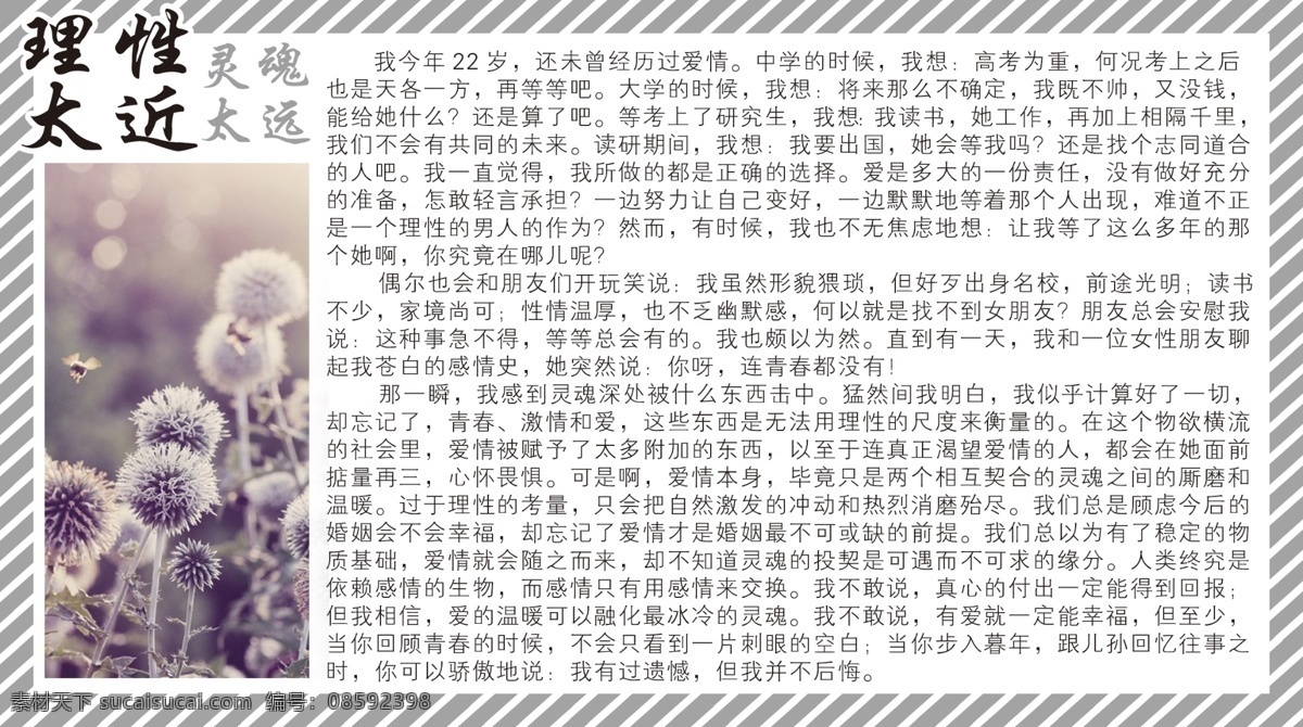 理性爱情 爱情 小说 忧伤 伤感 离别 悲剧 错过 遗憾 青春 遗失 杂志 花边 横条 蒲公英 唯美 凄凉 校园 美文 故事 情愫 情感 感情 非主流 爱情故事 广告设计模板 源文件