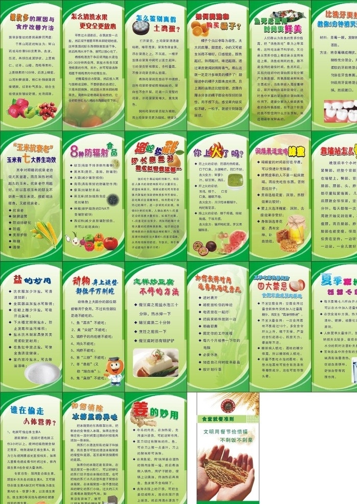 桌牌 生活小巧门 生活常识 盐的妙用 姜的妙用 菜单菜谱 矢量
