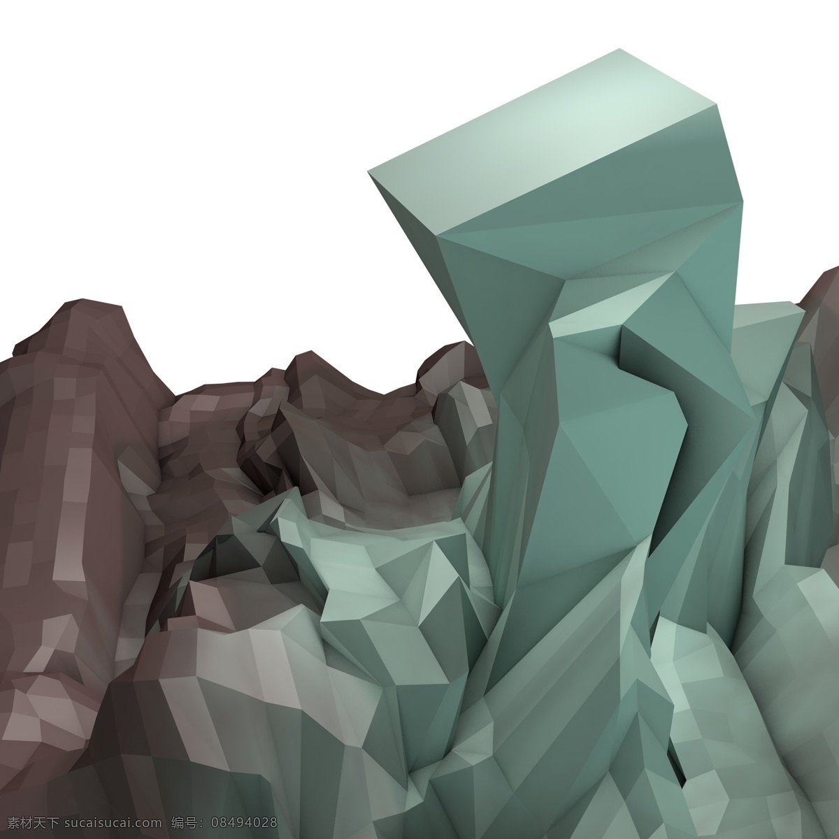 c4d 高清 lowpoly 风格 青色 渐变 山脉 可商用