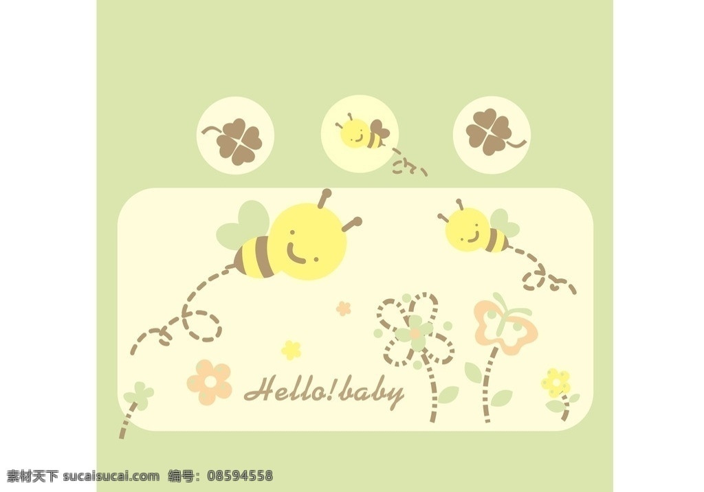 小蜜蜂 蜜蜂 矢量 小童 儿童 花朵