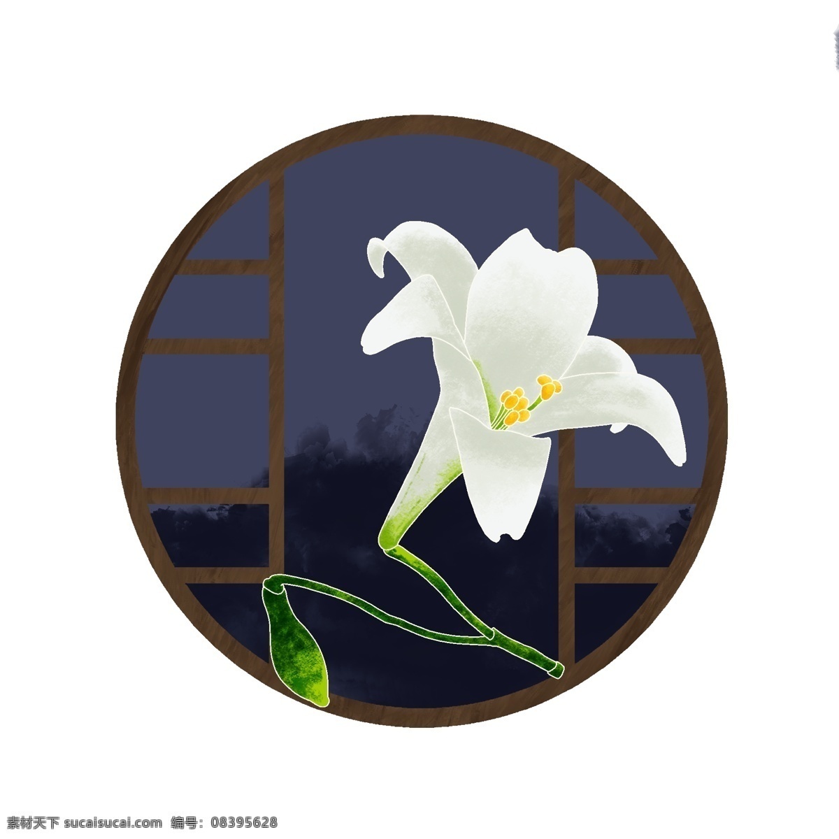 中国 风 百合 花线 窗框 中式外框 手绘边框 线条边框 背景装饰 中国风 外框 手绘 线条 花朵 边框 门框 花卉