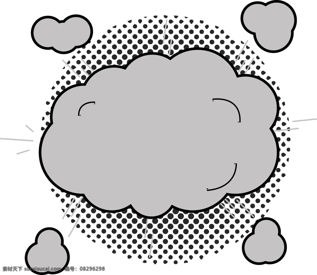 爆炸 云 会话 气泡 元素 手绘 简约 灰色 爆炸云