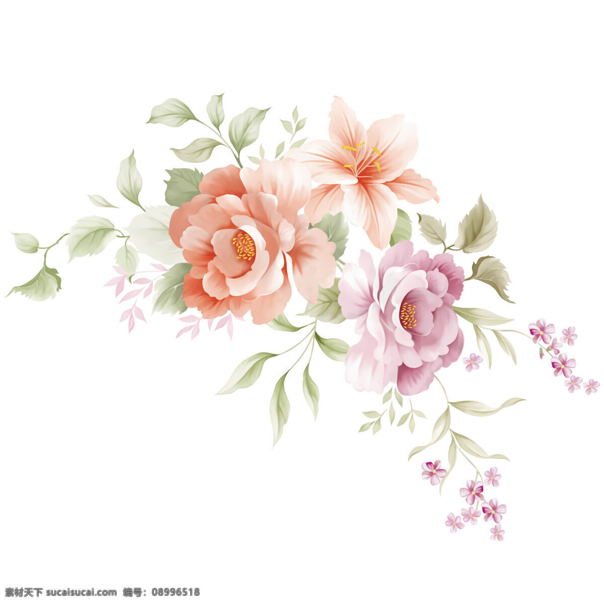 手绘花 红花 服装 叶子 花朵 平面设计 印花素材 植物花草 花卉图形 纺织印花 陶瓷花纸设计 手绘 花卉 水彩 文化艺术 绘画书法