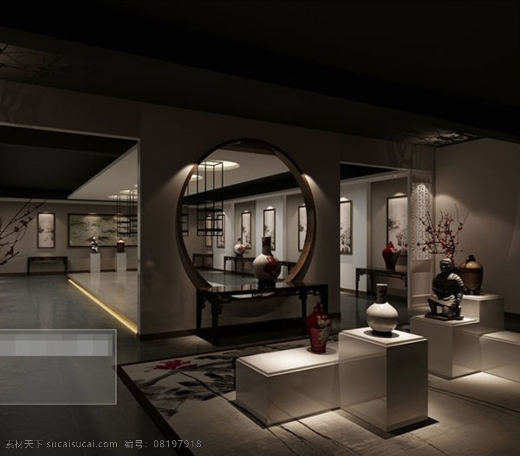 艺术展厅模型 艺术 展厅 3d 模型 装修 3d设计 室内模型 max