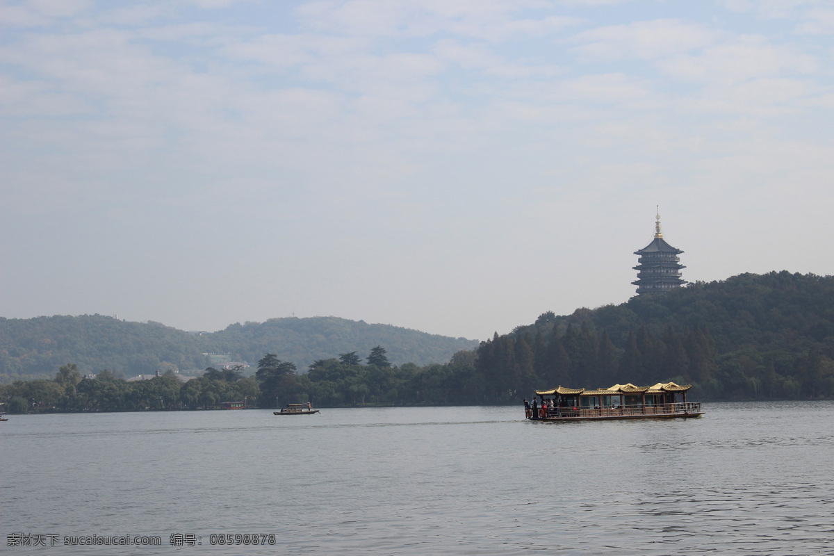 西湖景观 风景 小径 休闲 西湖 湖水 湖泊 船 雷峰塔 国内旅游 旅游摄影