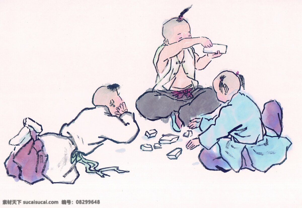 国画 儿童 孩子 童子 小孩 游戏 中国国画 中国画 古代人物图 文化艺术