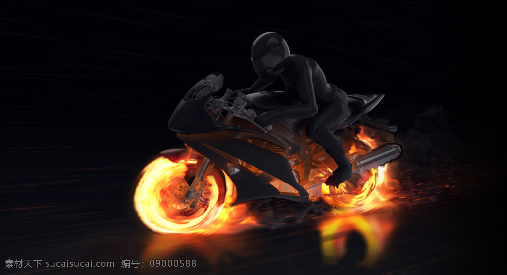 震撼 火焰 摩托车 揭示 ae 模板 logo展示 火轮