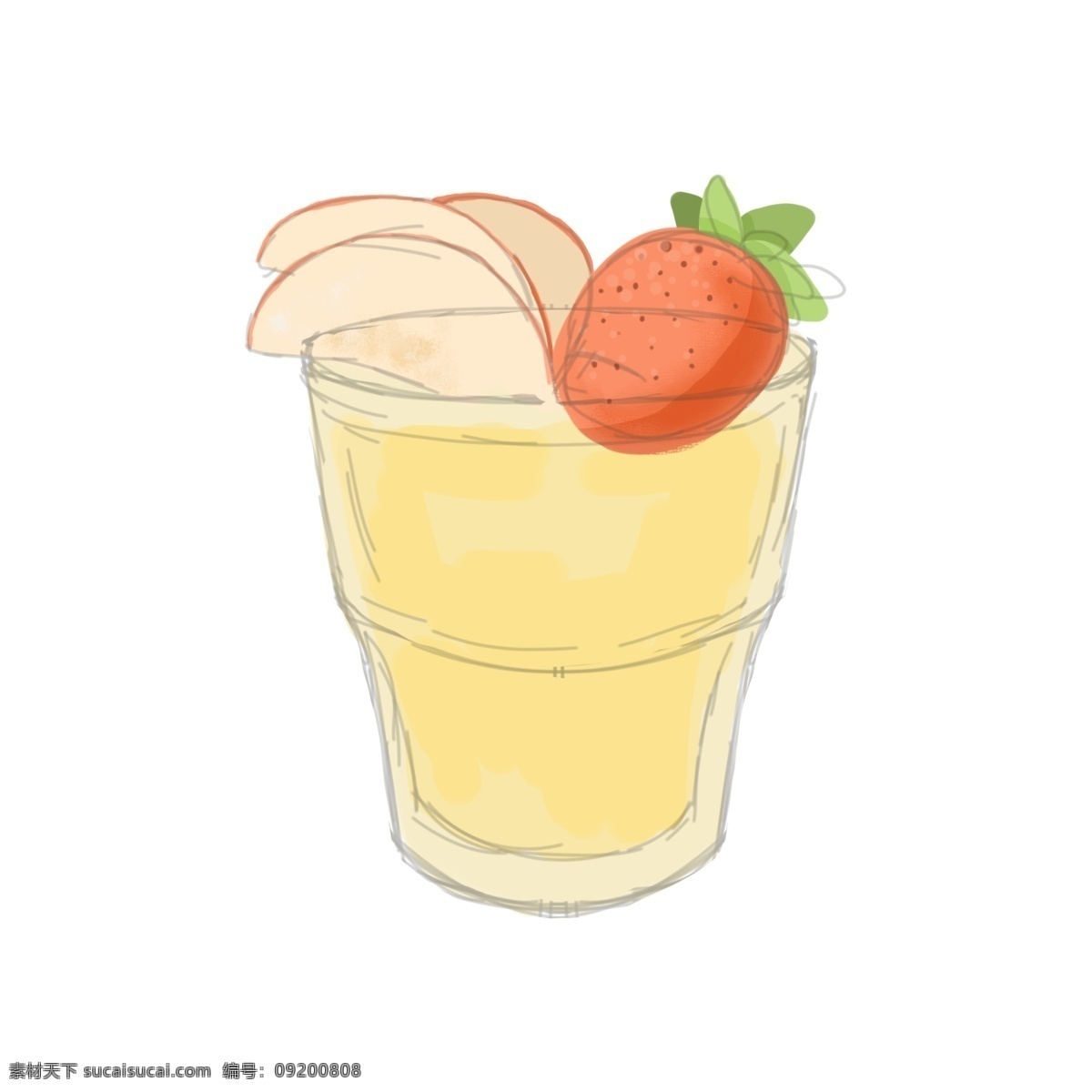 水果果汁 夏日 凉爽 简洁 卡通 果汁 饮料 水果