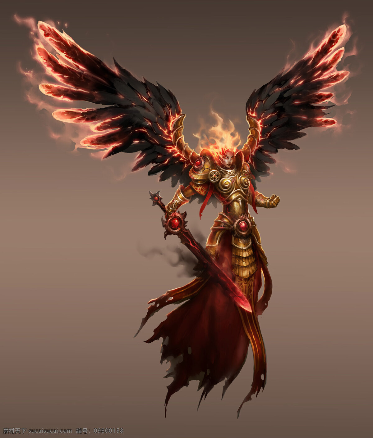 堕 天使 翅膀 动漫动画 动漫人物 剑 设计素材 模板下载 堕天使 铠甲