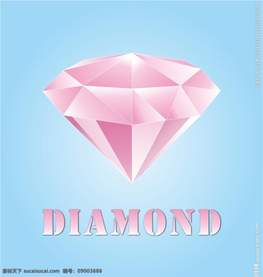 卡通矢量粉钻 卡通 矢量 手绘 粉钻 粉色 钻石 蓝色背景 渐变 粉色渐变 粉色钻石 卡通钻石 矢量钻石