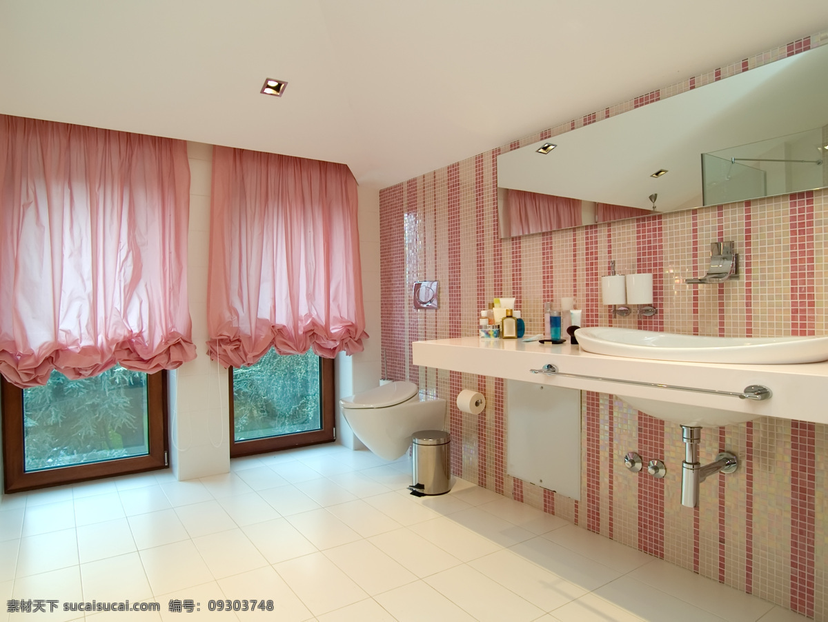 淡 粉色 格调 时尚 浴室 室内设计 效果图 时尚浴室 淡粉色浴室 家居装饰素材