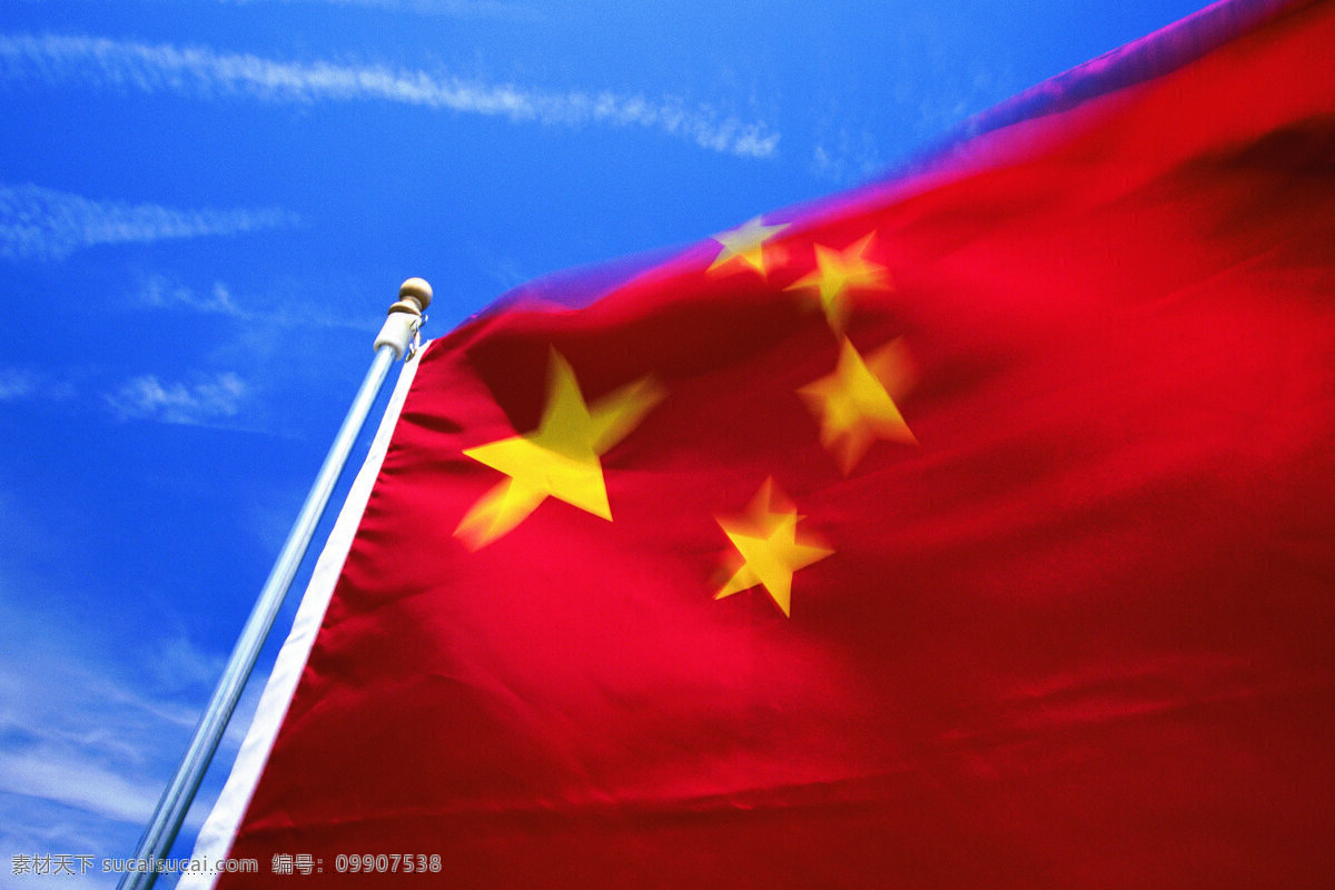 中国国旗 中国 国旗 中华人民共和国 五角星 红色 天空 文化艺术 摄影图库