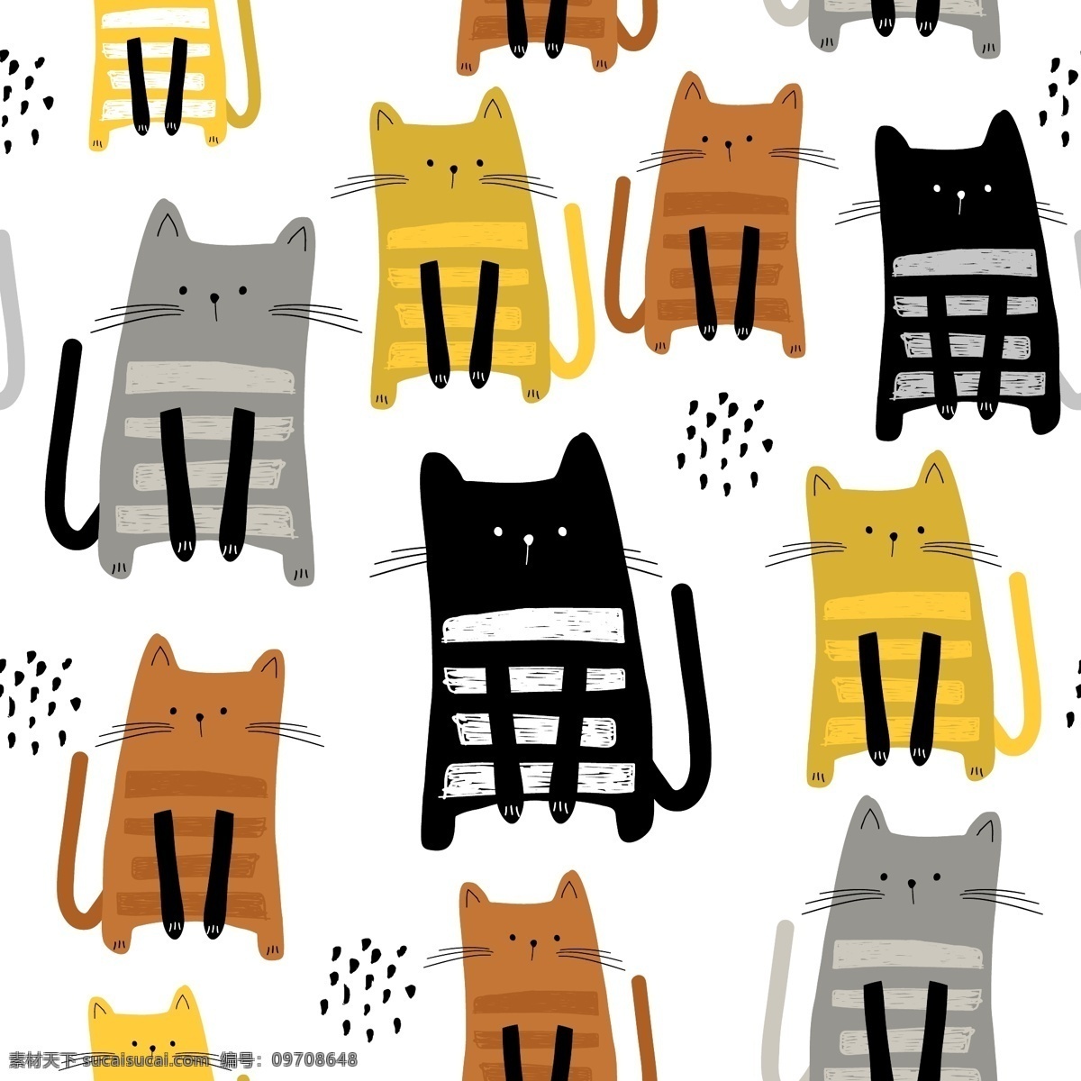 卡通 可爱 动物 猫 狗 插画 手绘 猫狗 图案 产品背景 元素 ai矢量 呆萌 小动物 涂鸦 绘画 宠物 动漫动画