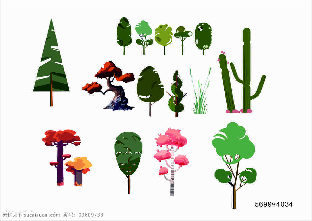 拼贴画素材 拼贴画 插画 绿色 自然 环境设计 景观设计