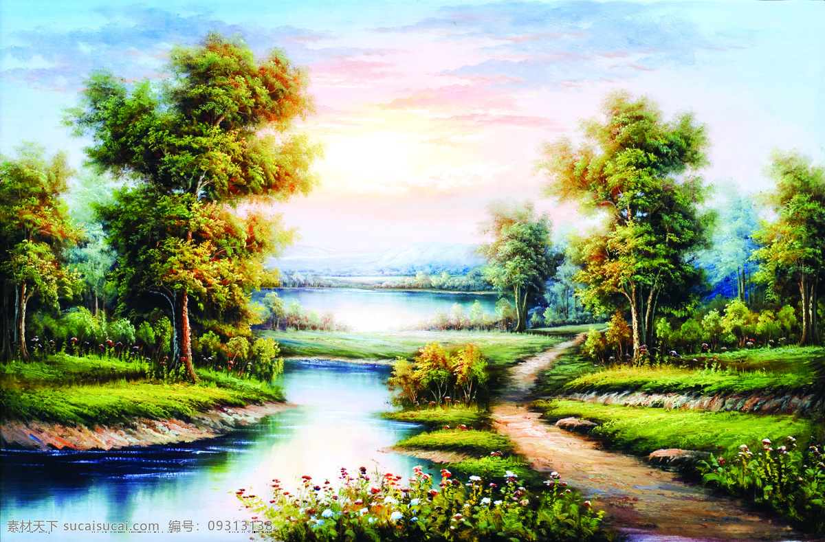 欧洲油画10 欧洲 树木 蓝天 草地 河流 小溪 手绘 油画 装饰画 无框画 扫描 大图 清晰 写真 喷绘 印刷 风景 花园 唯美 田园 挂板 写生 松树 绘画书法 文化艺术 油画系列