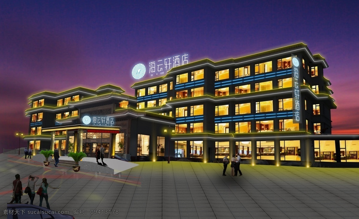 楼体亮化 酒店 酒店亮化 酒店夜景 酒店亮化效果 亮化效果 亮化 分层