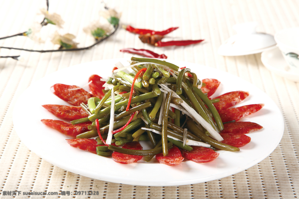 绿茎拌香肠 美食 传统美食 餐饮美食 高清菜谱用图
