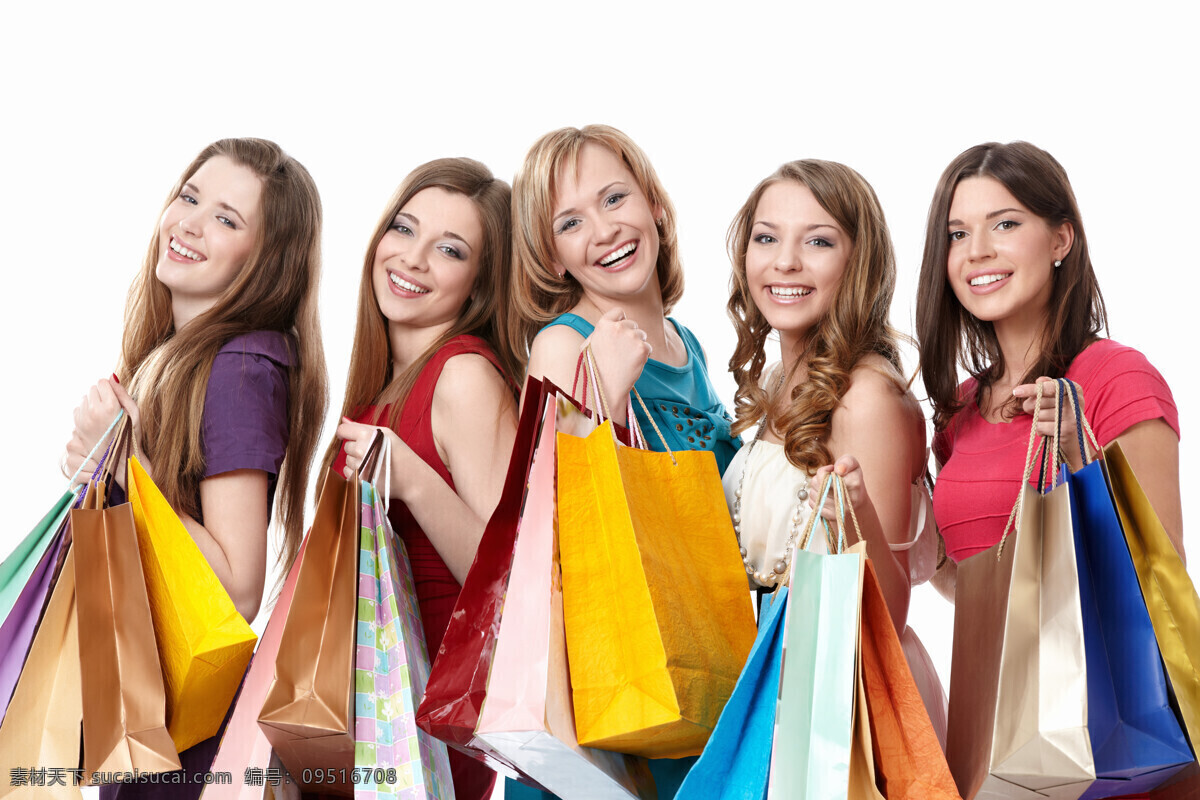 一群 购物 女人 女性 美女 购物袋 手提袋 一群女人 购物狂 开心 战绩 微笑 美女图片 人物图片