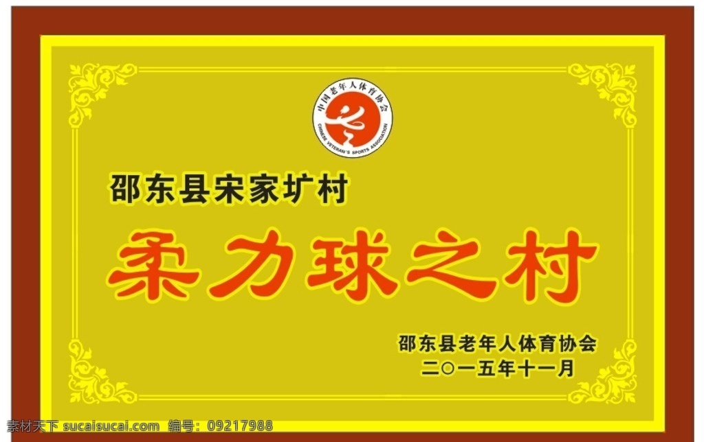 沙金奖牌 柔力球 中国 老年体育协会 奖牌 标牌