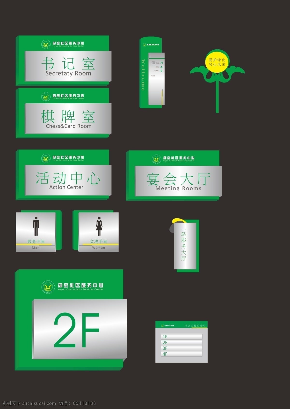 导示牌 社区 导示系统 标牌 导示 vi设计 矢量