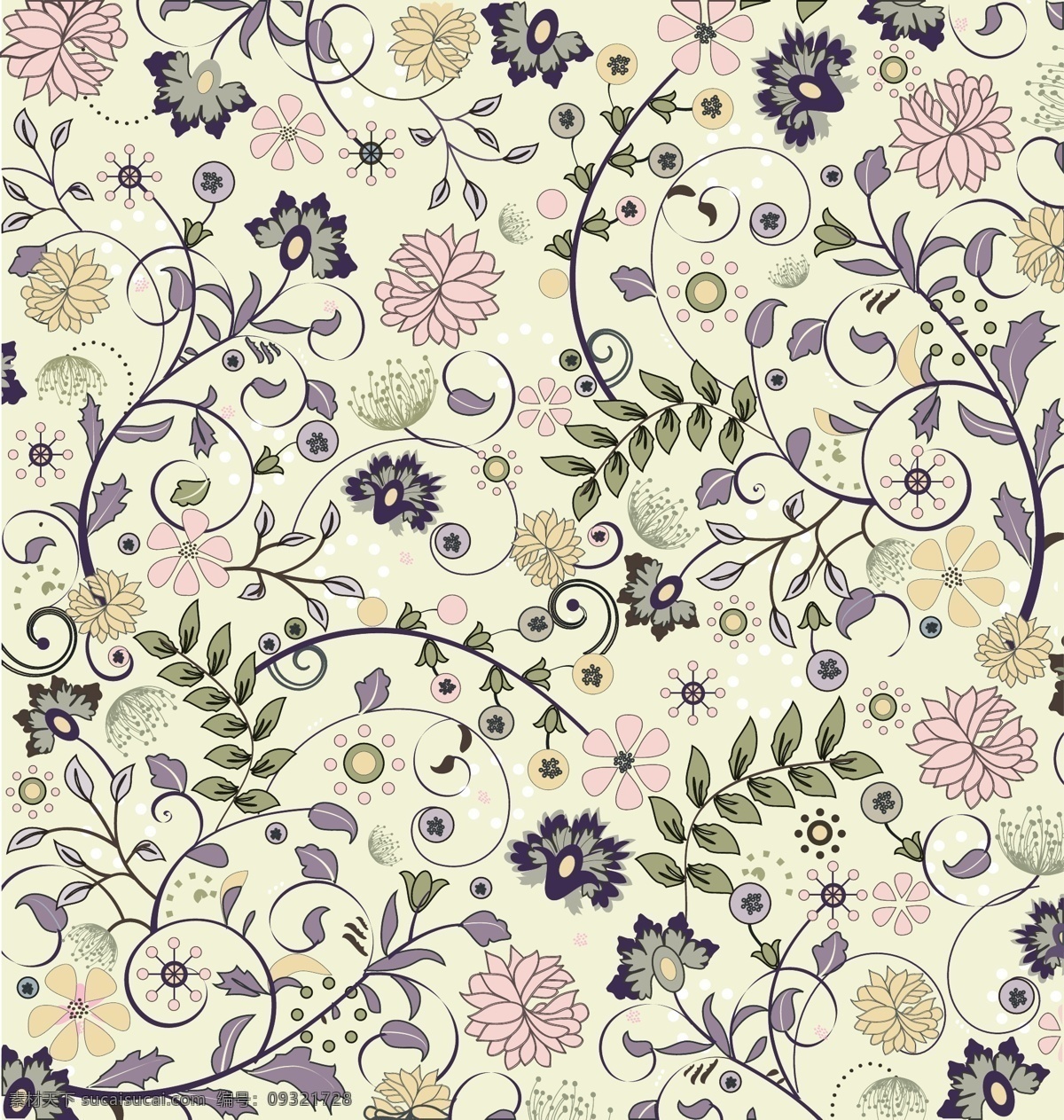 矢量 花卉 纹样 线描 背景 花卉纹样 线描花朵 素雅布艺 花纹 样式 矢量图 花纹花边