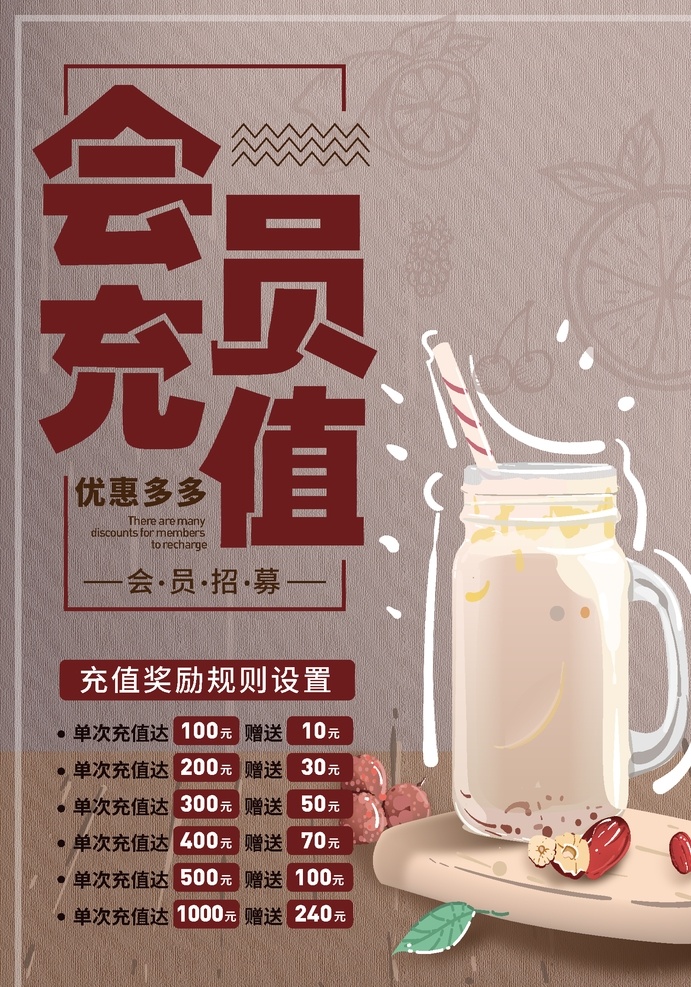 会员充值图片 充值 奶茶充值 台卡充值 充值优惠 活动充值