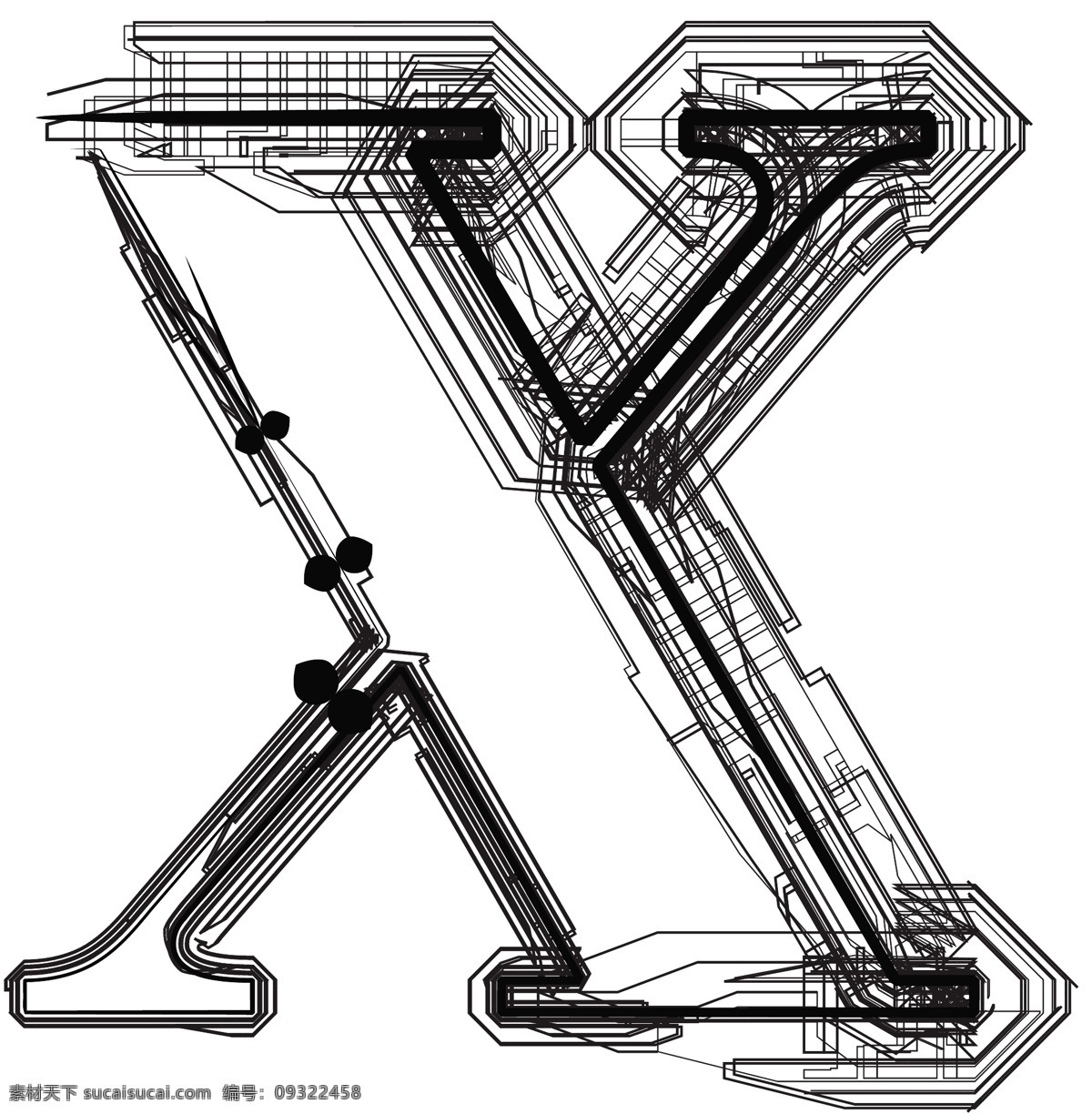 字体 字母 x 技术 矢量图 其他矢量图