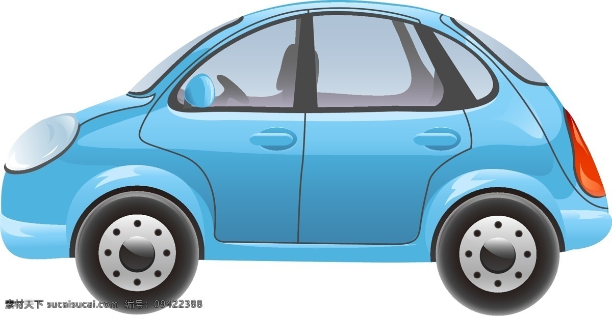 手绘 卡通 可爱 蓝色 私家车 矢量图 出租车 代驾 透明元素 ai元素 免抠元素