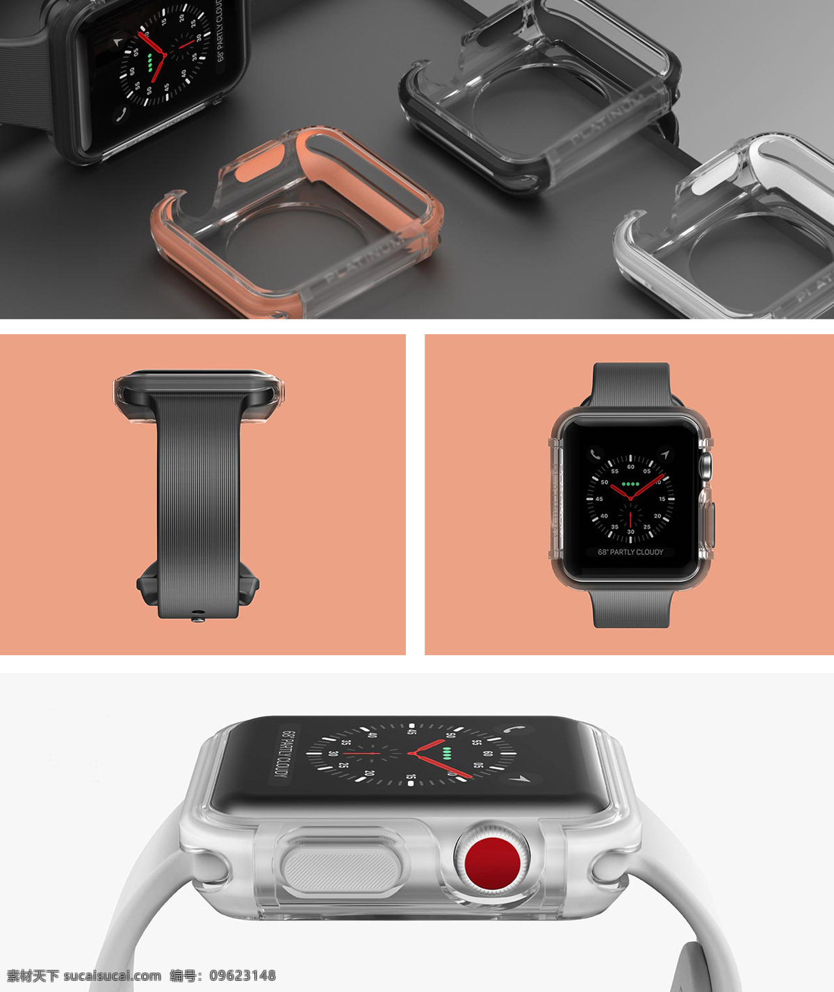 黑色 透明 苹果 保护 壳 3d 保护壳 产品 手表壳