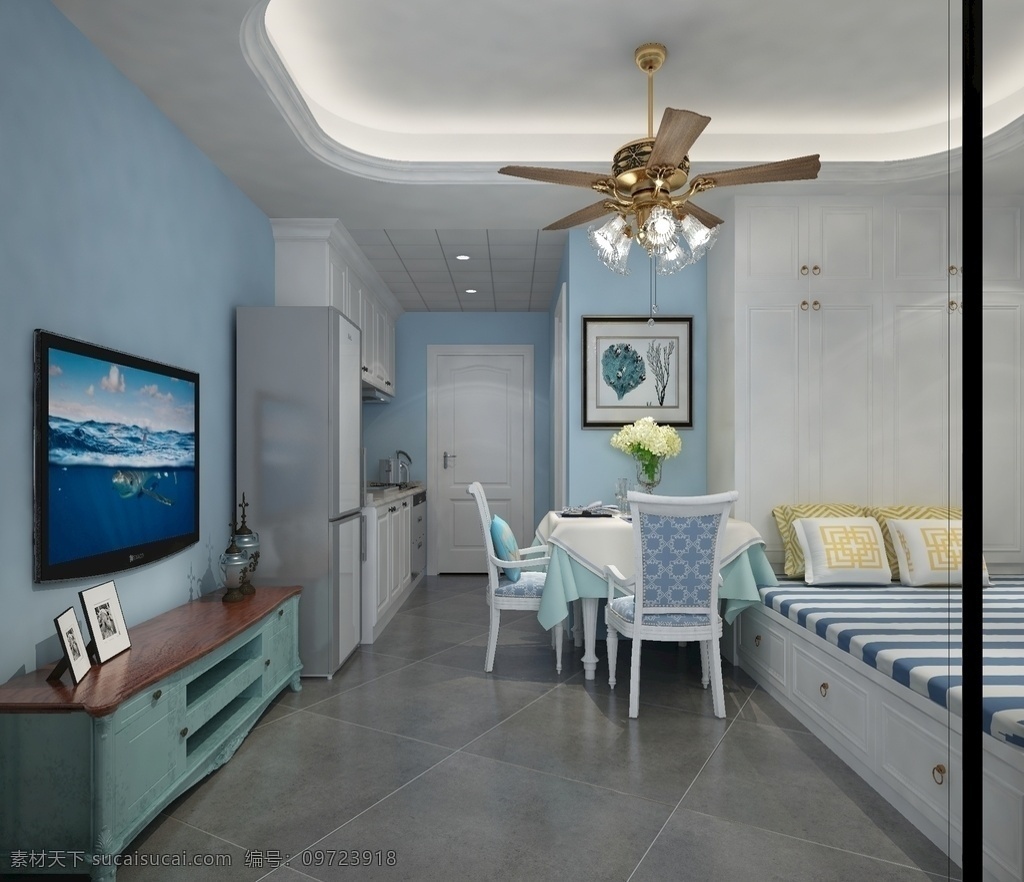 个人公寓图片 地中海风格 个人公寓 公寓 地中海 卧室 小型居室 3d设计 室内模型 max