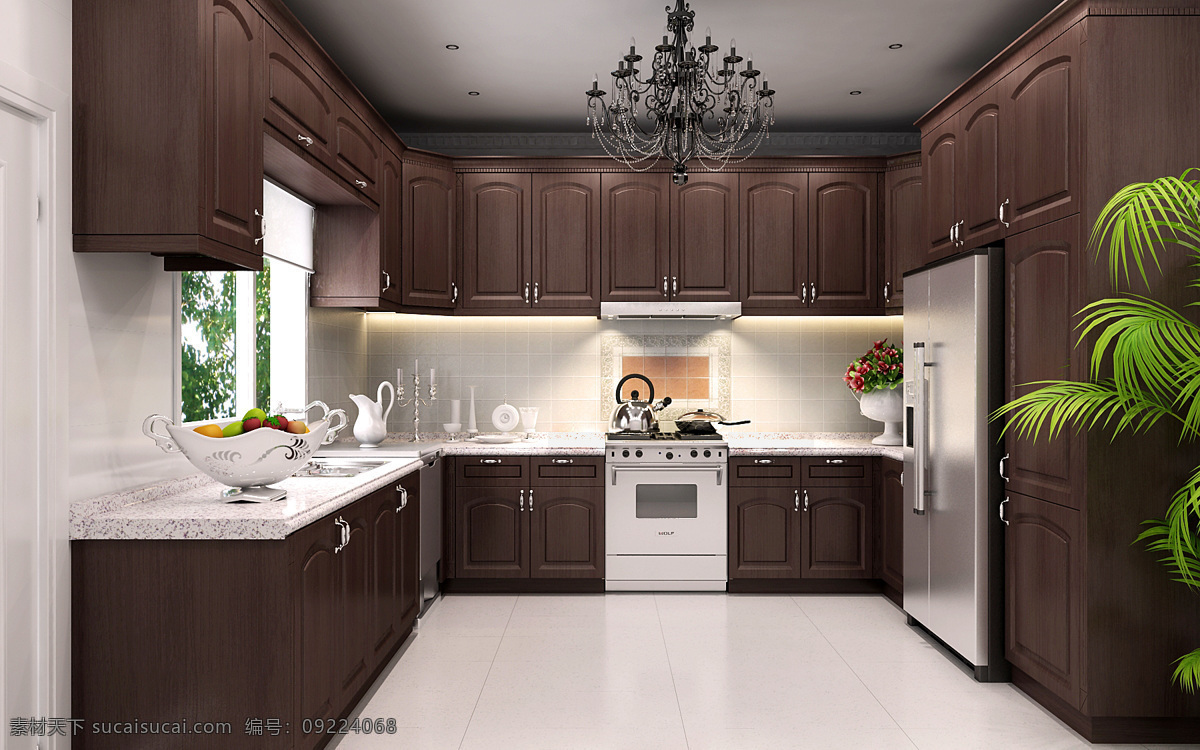 欧式 厨房 环境设计 室内设计 效果图 设计素材 模板下载 欧式厨房 家居装饰素材