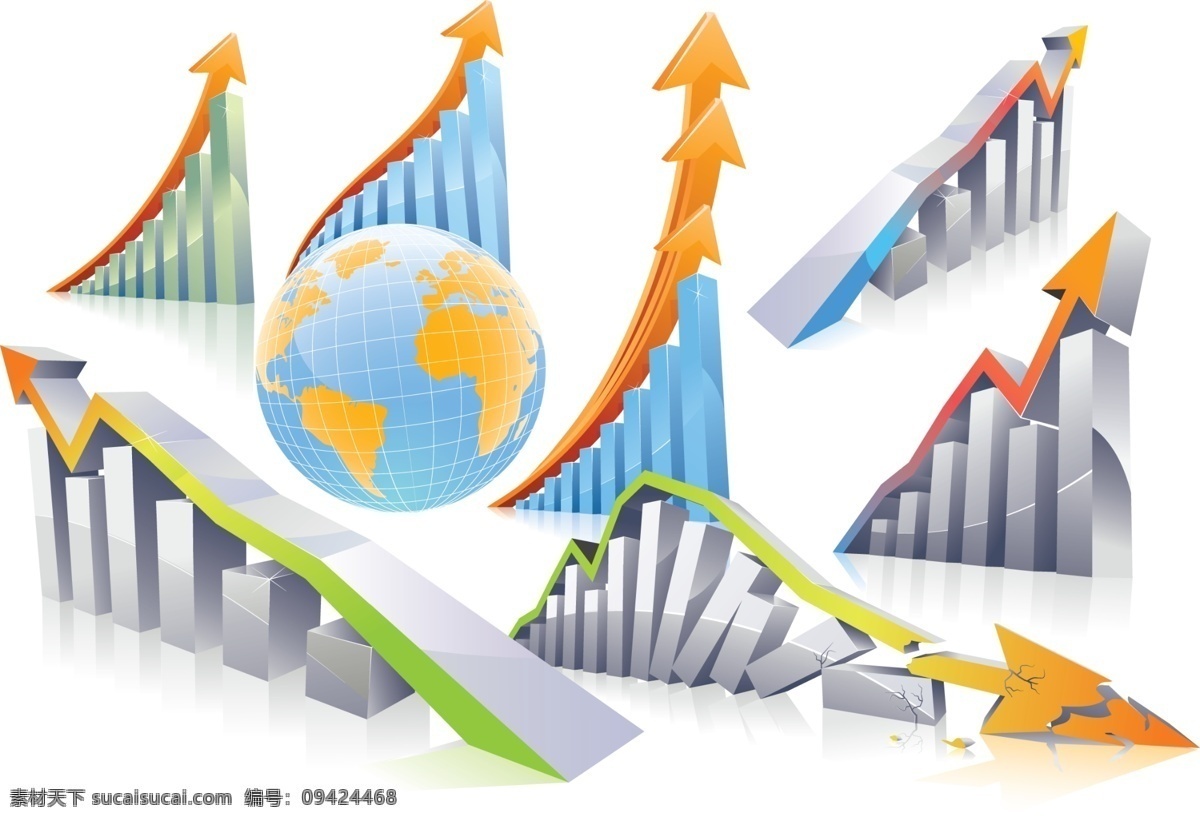 立体 箭头 指标 矢量图 地球 元素 矢量素材 矢量图库 数据图 柱状图 立体箭头指标 其他矢量图
