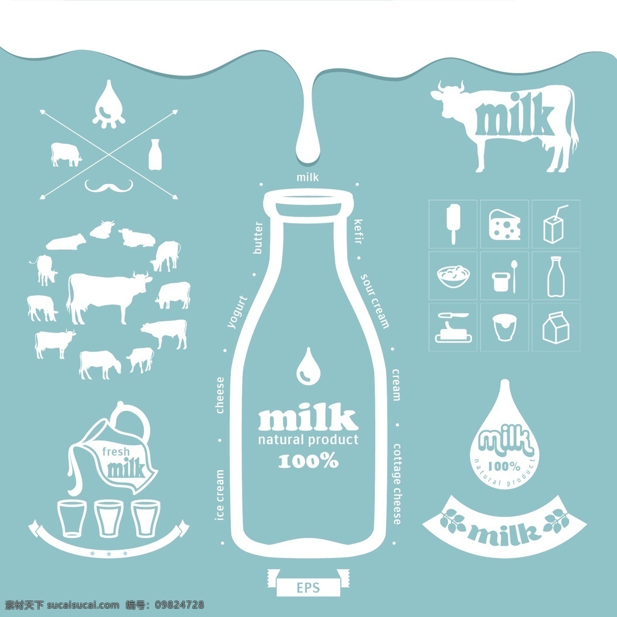 简约 时尚 牛奶 制品 图标 健康 奶制品 手绘 线条 营养