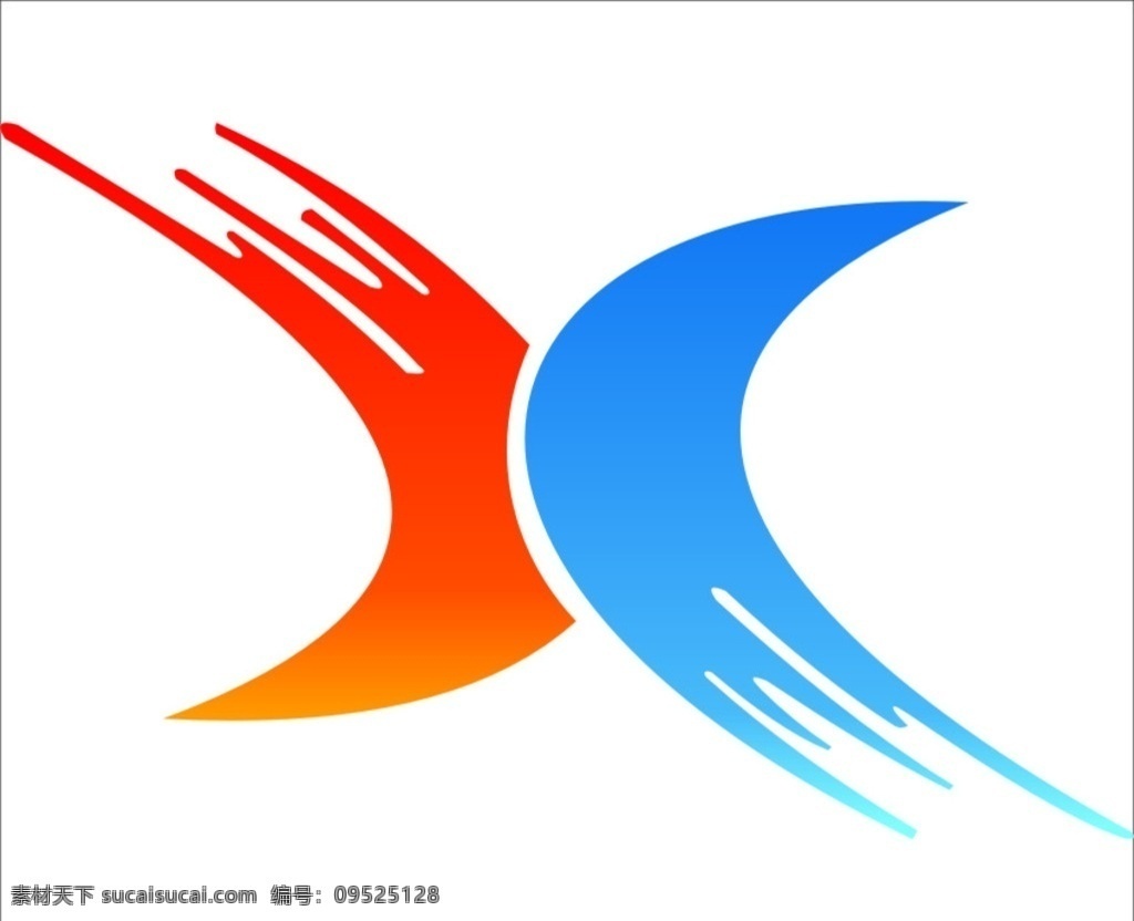 翔为 通航 飞机 logo 渐变 橙 蓝 logo设计