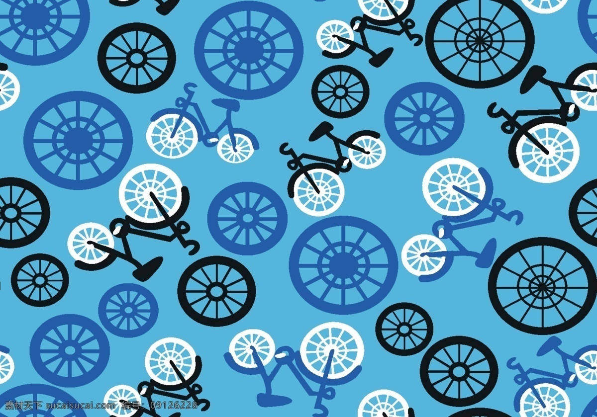 手绘自行车 手绘 自行车 卡通 色块 印花 童装 童装花型