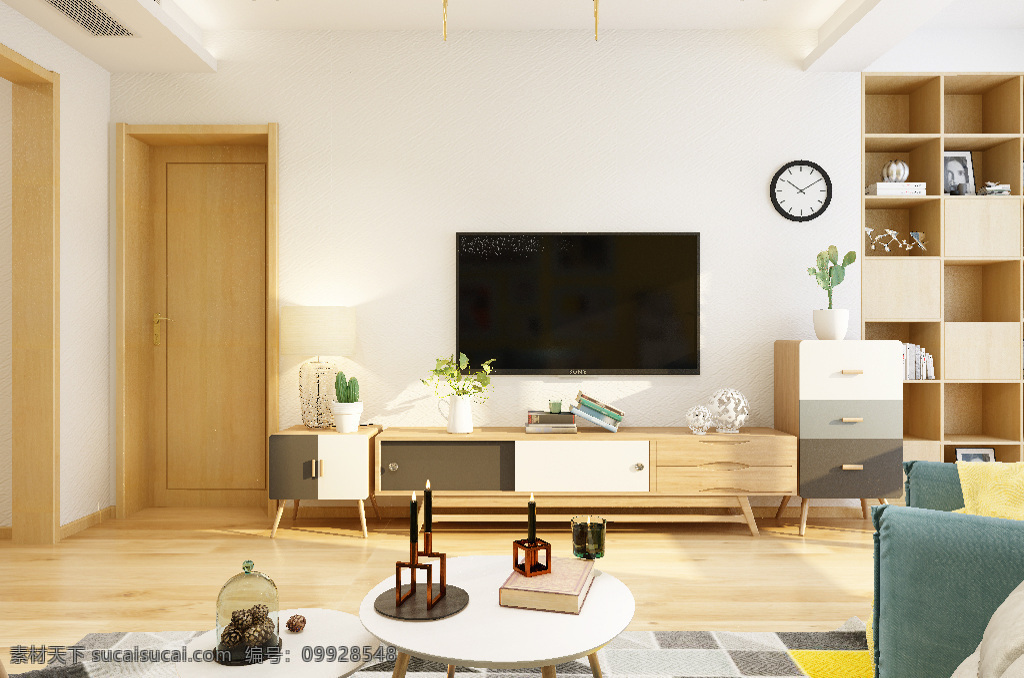 现代 清新 客厅 效果图 时尚 炫彩 沙发 电视墙 3d
