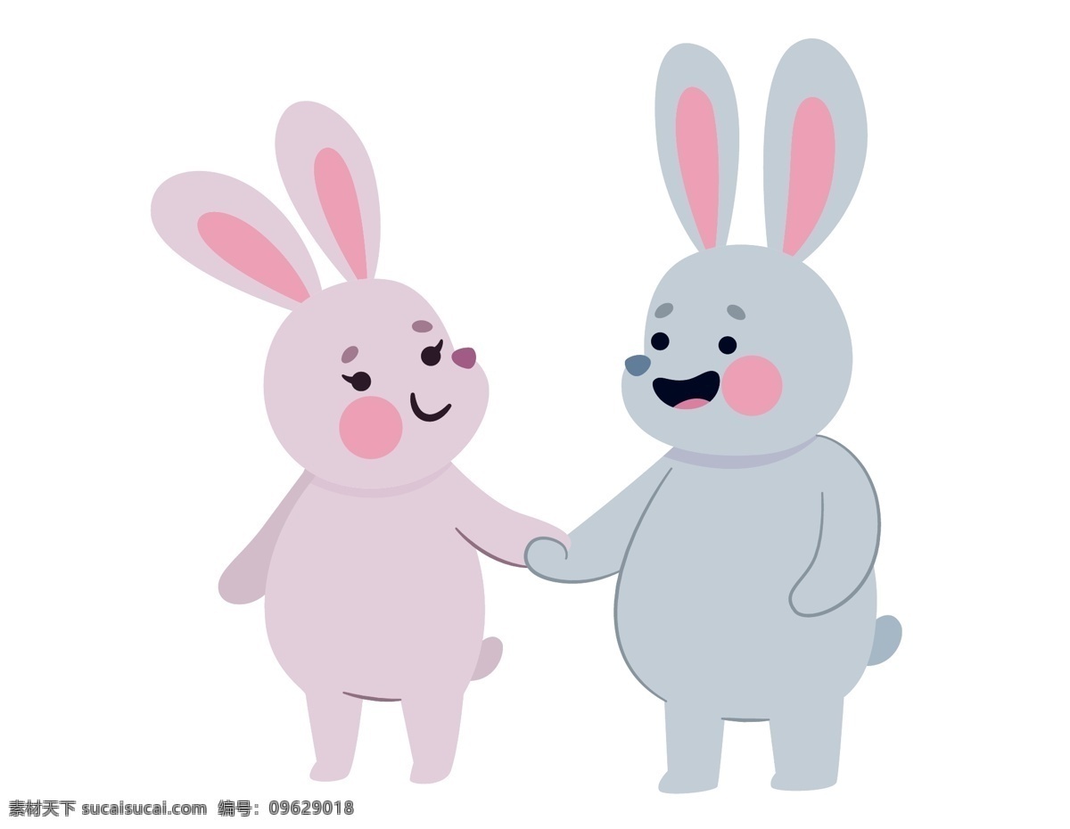 手绘 卡通 小 兔子 元素 可爱 小兔子 动物 ai元素 免扣元素