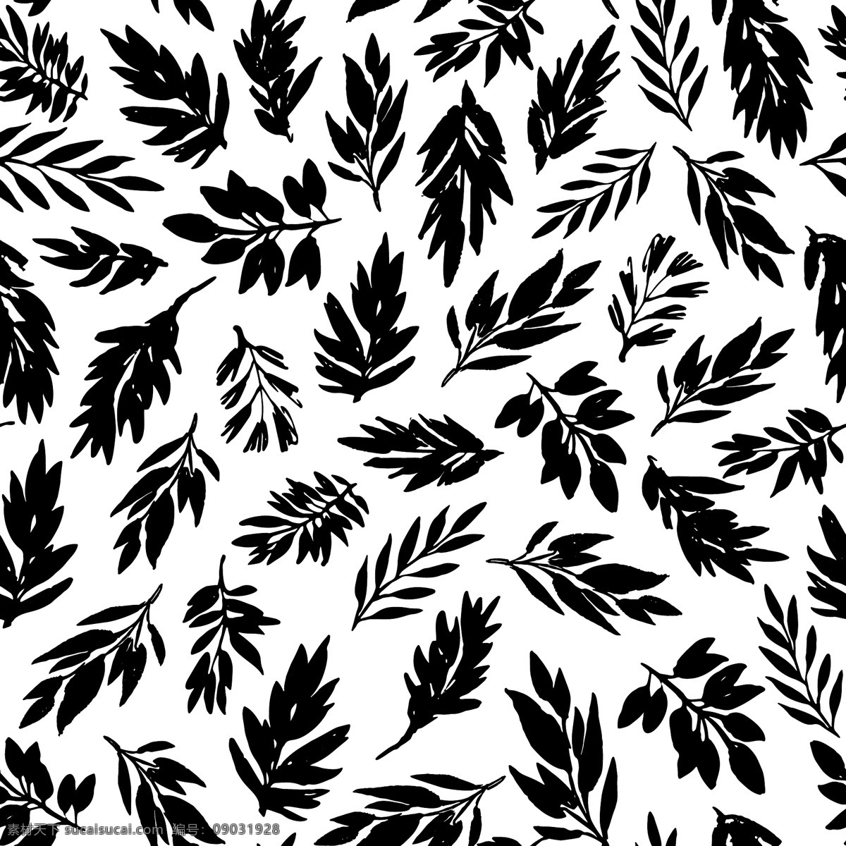 简约 黑白 树叶 背景 矢量 白色 黑色 平面素材 设计素材 矢量素材 叶子 植物