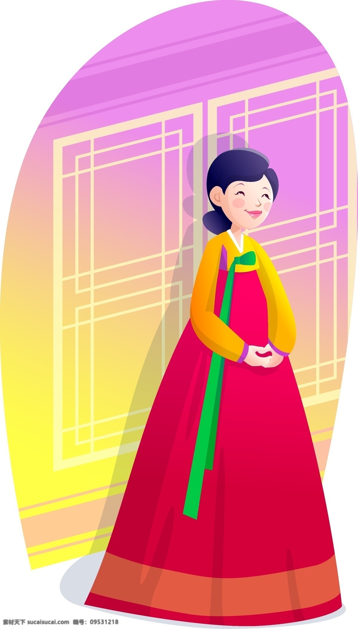 韩国 女人 传统 韩服 卡通人物 矢量图 矢量人物